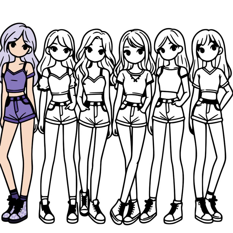 a group of girls wearing crop tops and shorts