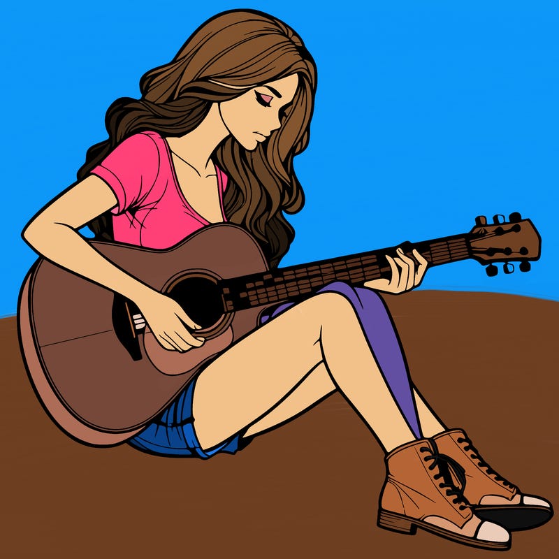 realistic woman play guitar