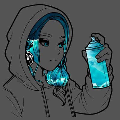 a realistic girl, spray painting