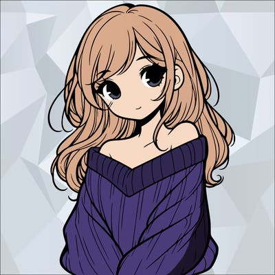 shy pretty girl wearing a sweater that is falling off one shoulder portrait