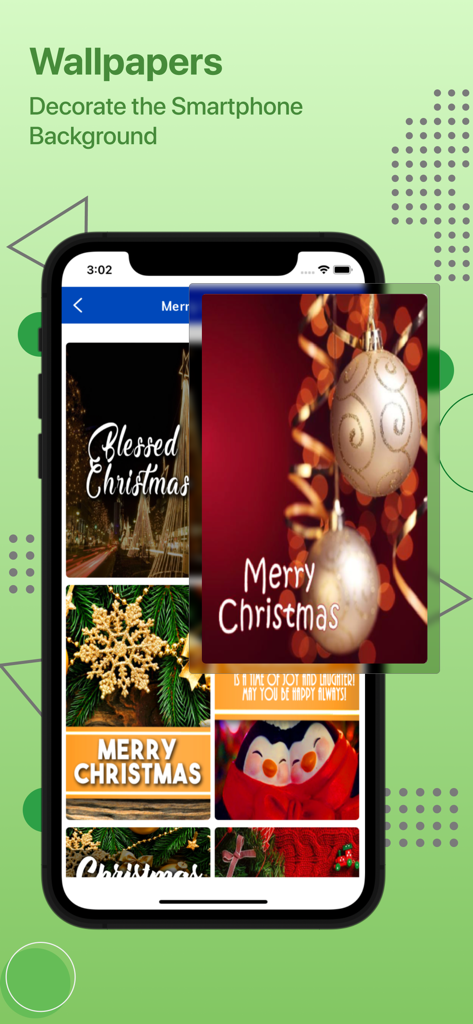 New King James Version - NKJV - A smartphone screen displaying Christmas themed wallpapers for home backgrounds in the NKJV app