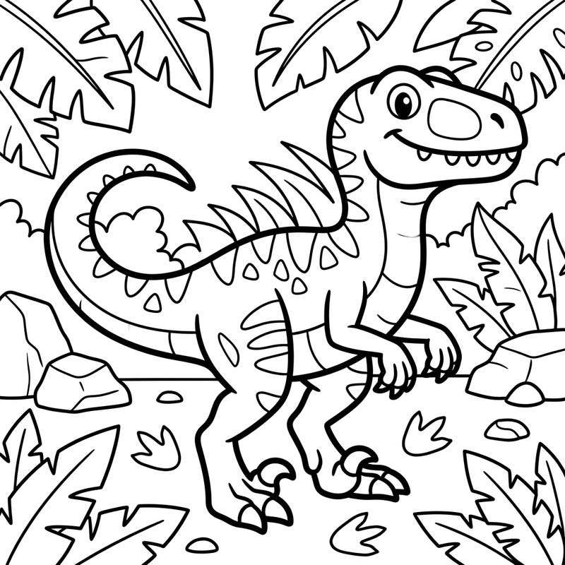 Spark your little one's imagination with this delightful Velociraptor coloring page designed specifically for toddlers. Its bold outlines and large coloring areas make it easy for small hands to create a prehistoric masterpiece.