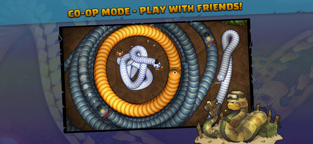 Gameplay de Little Big Snake montrant plusieurs joueurs en mode coopératif