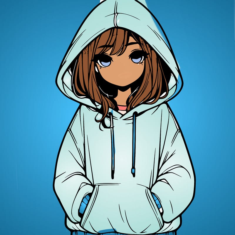 realistic girl with oversized hoodie