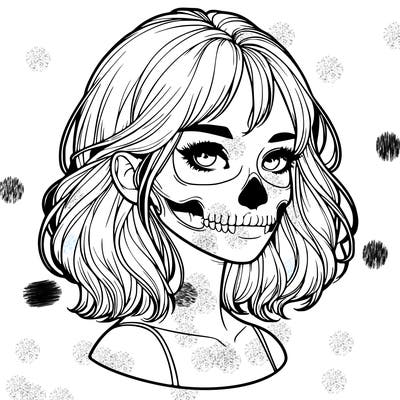 realistic girl with skull