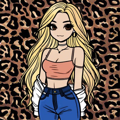 long haired girl with crop top and jeans