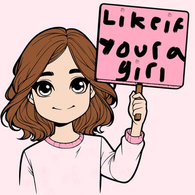 realistic girl holding up a sign