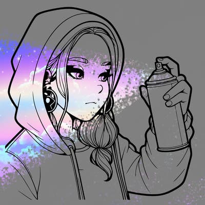 a realistic girl, spray painting