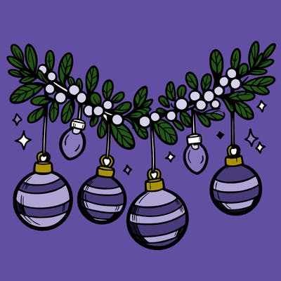 christmas garland with big bulbs