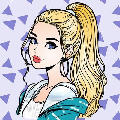 realistic girl with a high ponytail