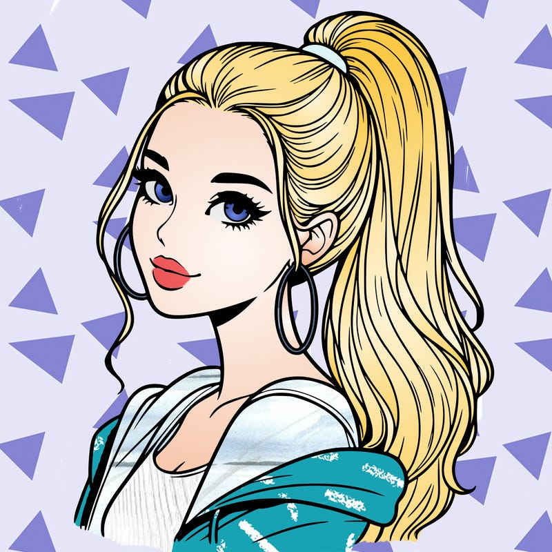 realistic girl with a high ponytail