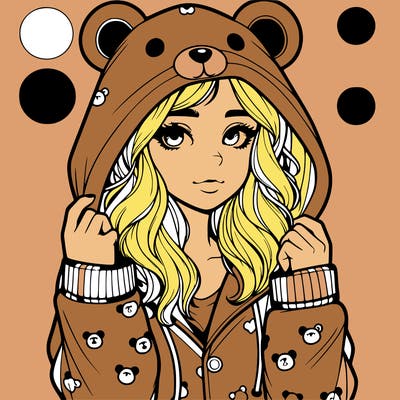 realistic girl in a animal pjs hoodie