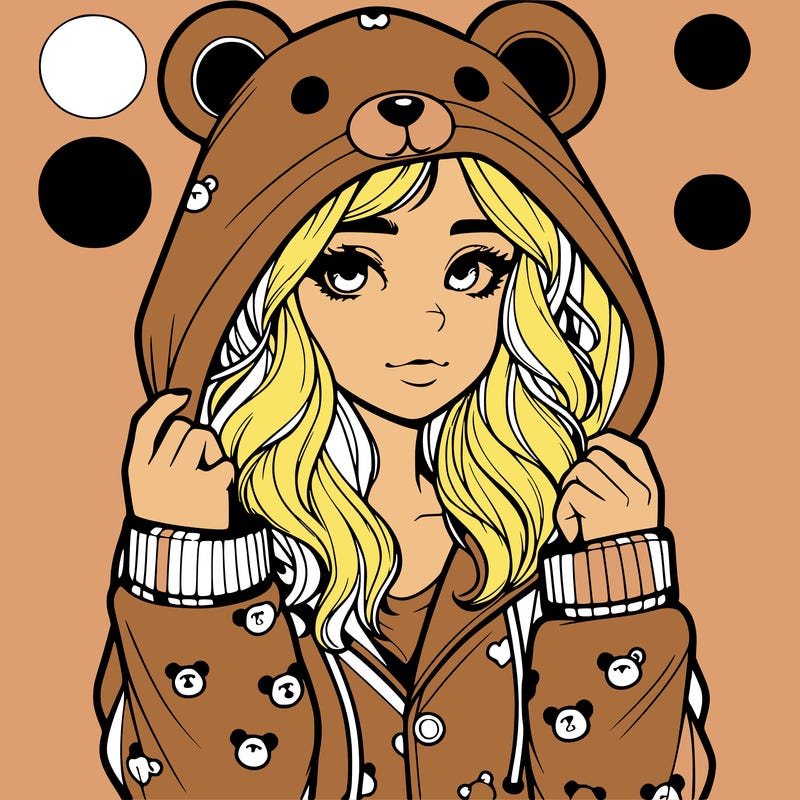 realistic girl in a animal pjs hoodie