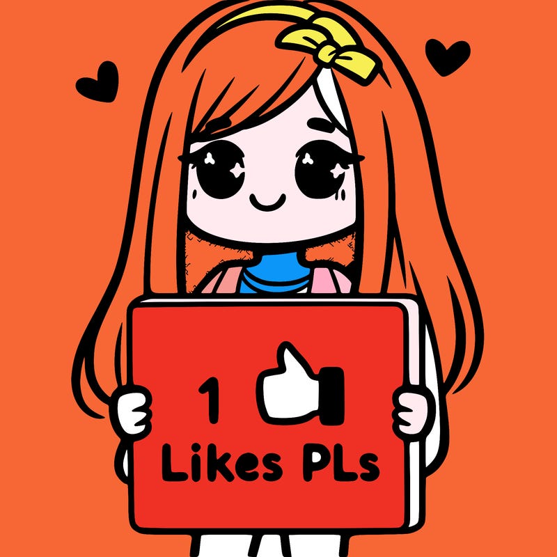 girl holding a sign saying 10 likes pls