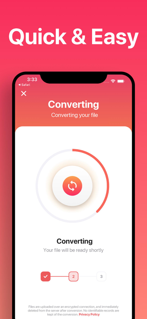 Interfaz de la aplicación El Convertidor de Ebooks mostrando el progreso de la conversión de un archivo de ebook en un dispositivo móvil.