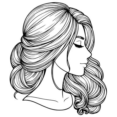 realistic woman's head & hair