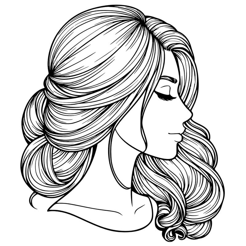 realistic woman's head & hair