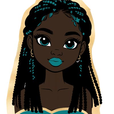 a realistic black girl with braids