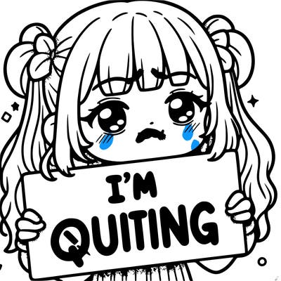 a girl holding a sign saying i'm quitting