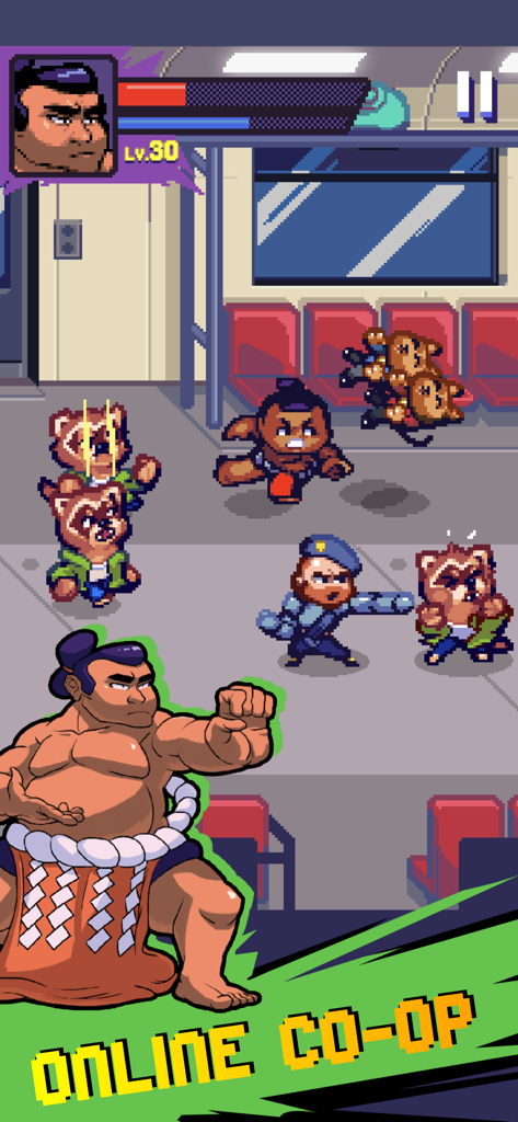 Pixel art combat in Beat Street mobile game featuring online co-op mode