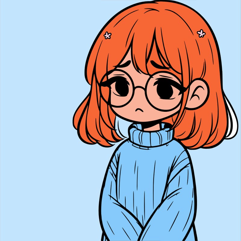 sad girl with glasses in a sweater