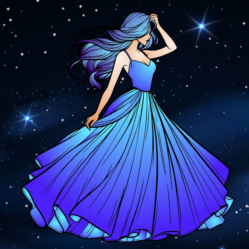 realistic woman with dress flowing in the wind