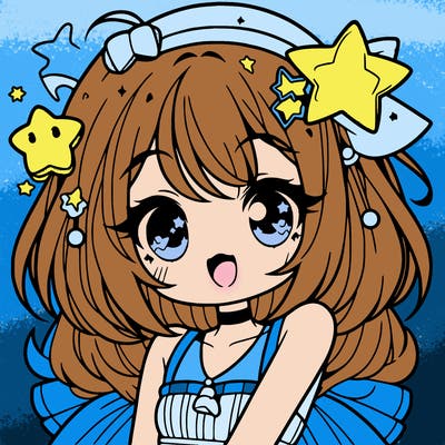 cute anime girl with star accessories