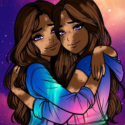 realistic girls hugging