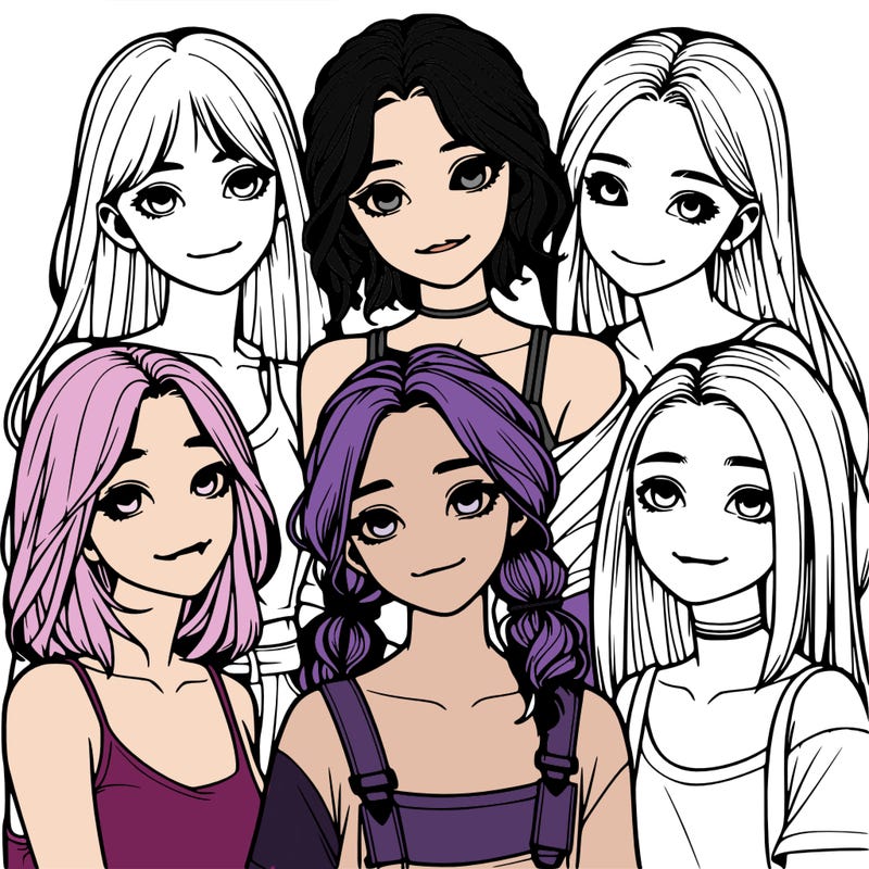 a group of girls realistic
