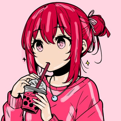manga character drinking boba
