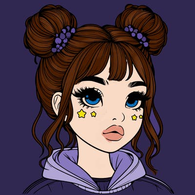 realistic girl with space buns