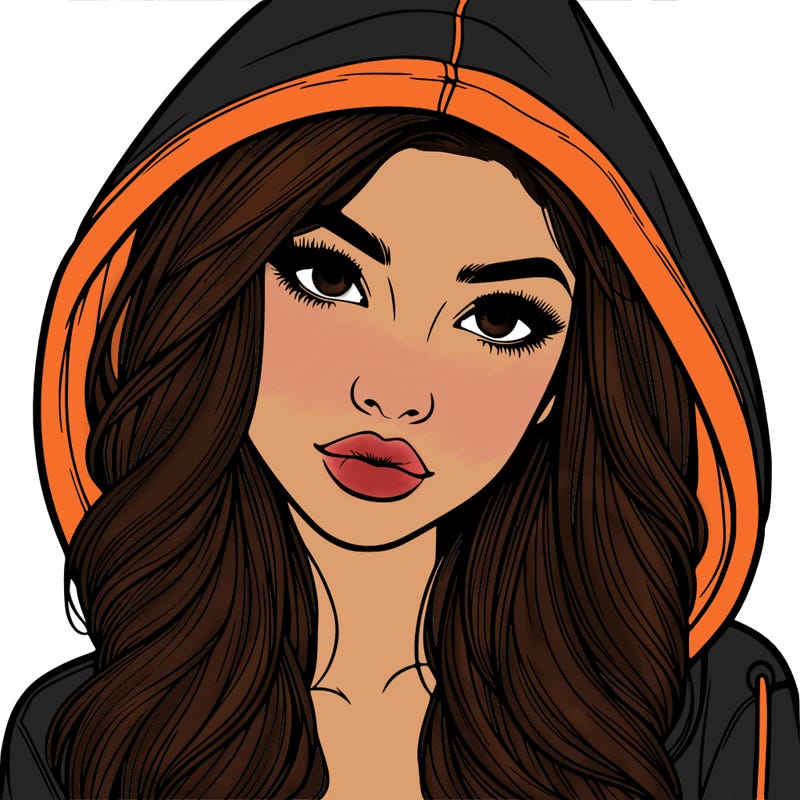 realistic beautiful girl with a hood on