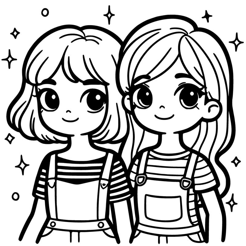 two girl best friends one with short hair one with long hair