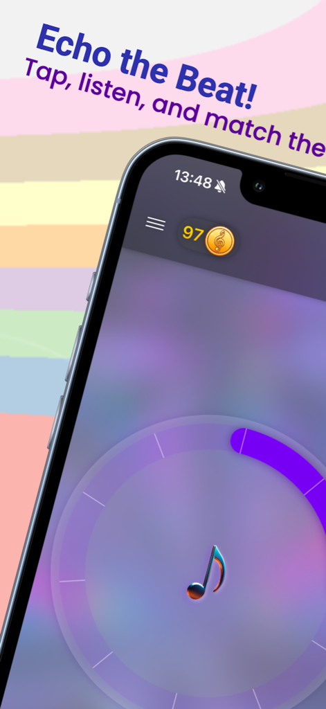 Interface de jogo Echo musical puzzles no iPhone