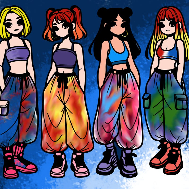 girls with crop top with baggy pants