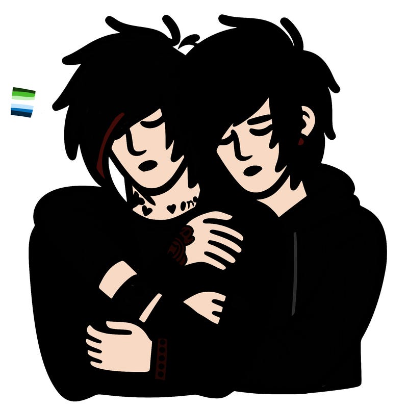 2 emo guys cuddling