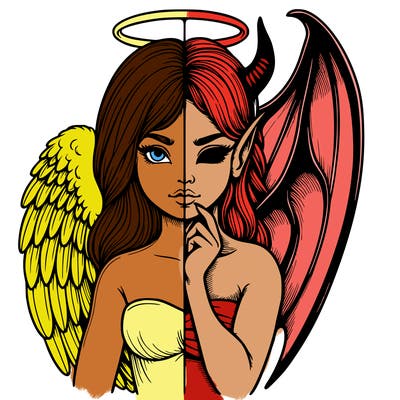 realistic angel half demon