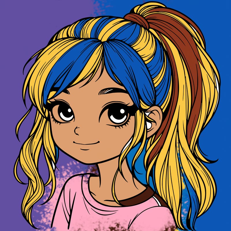 realistic girl with ponytail