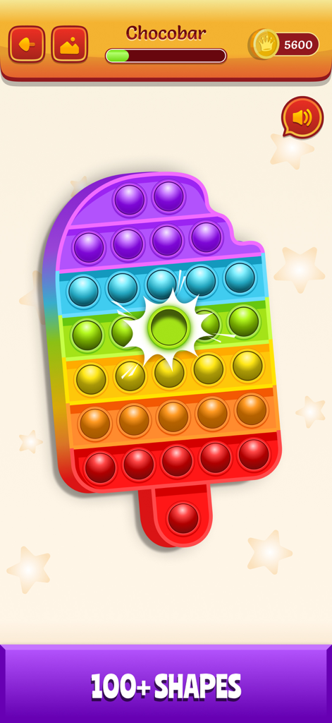 Popit - Just Do it! - A rainbow colored popsicle shaped digital pop it fidget toy in a mobile game interface