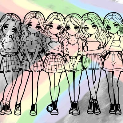 a group of girls realistic