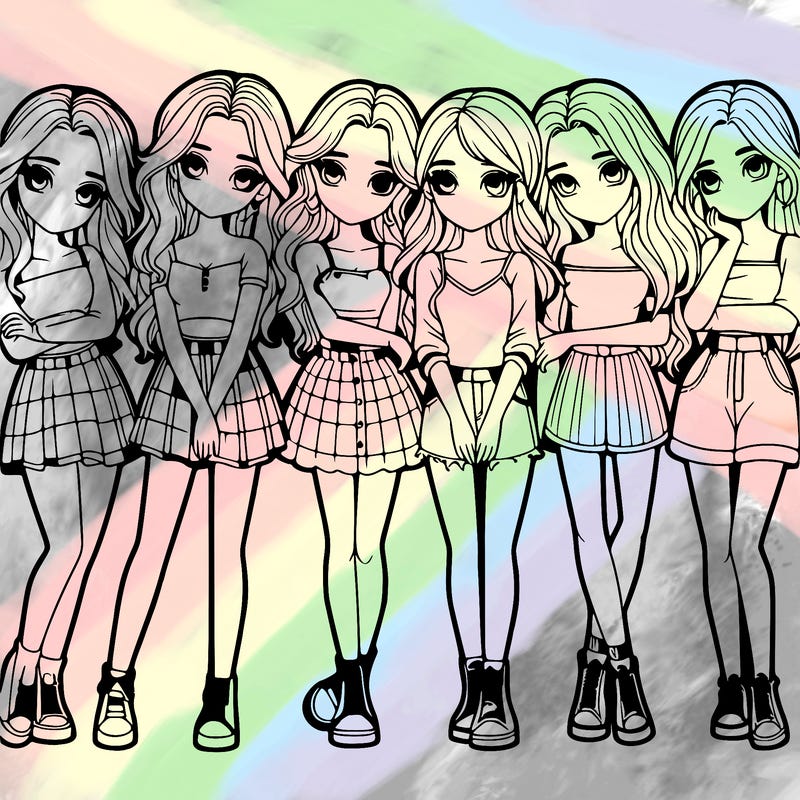 a group of girls realistic