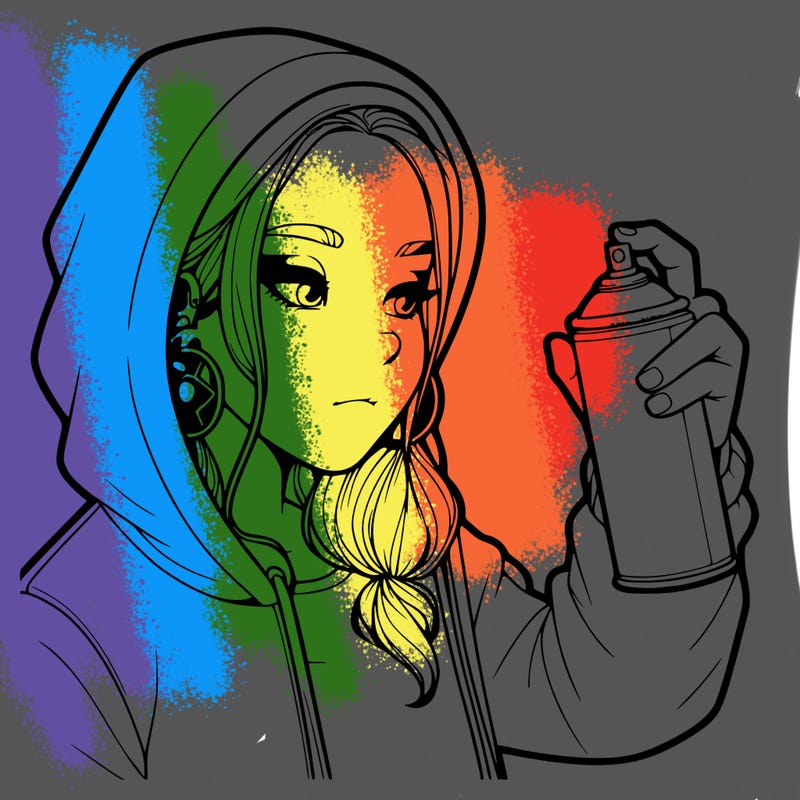 a realistic girl, spray painting