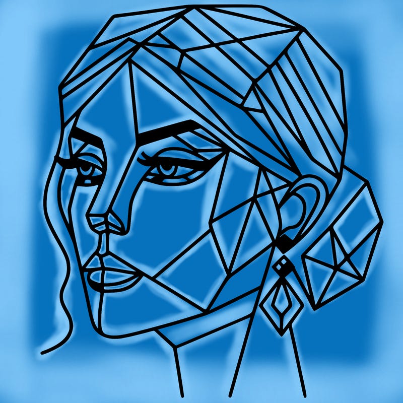 geometric art illustration of a woman's face