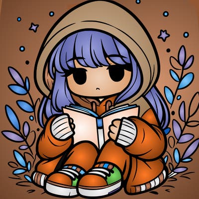 girl in oversized hoodie reading a book