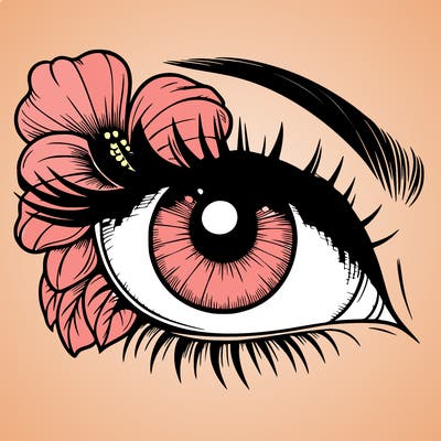 realistic eye with flower