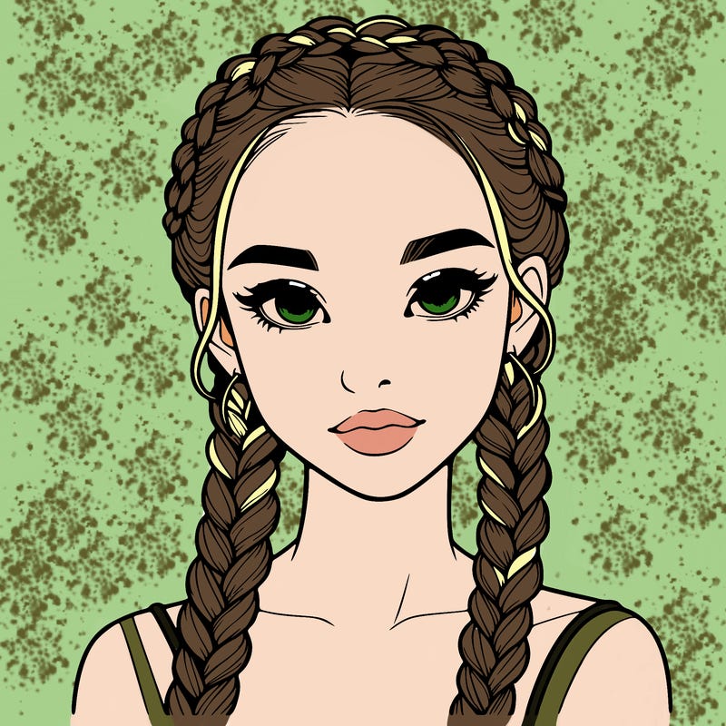 realistic girl with braids