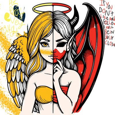 realistic angel half demon