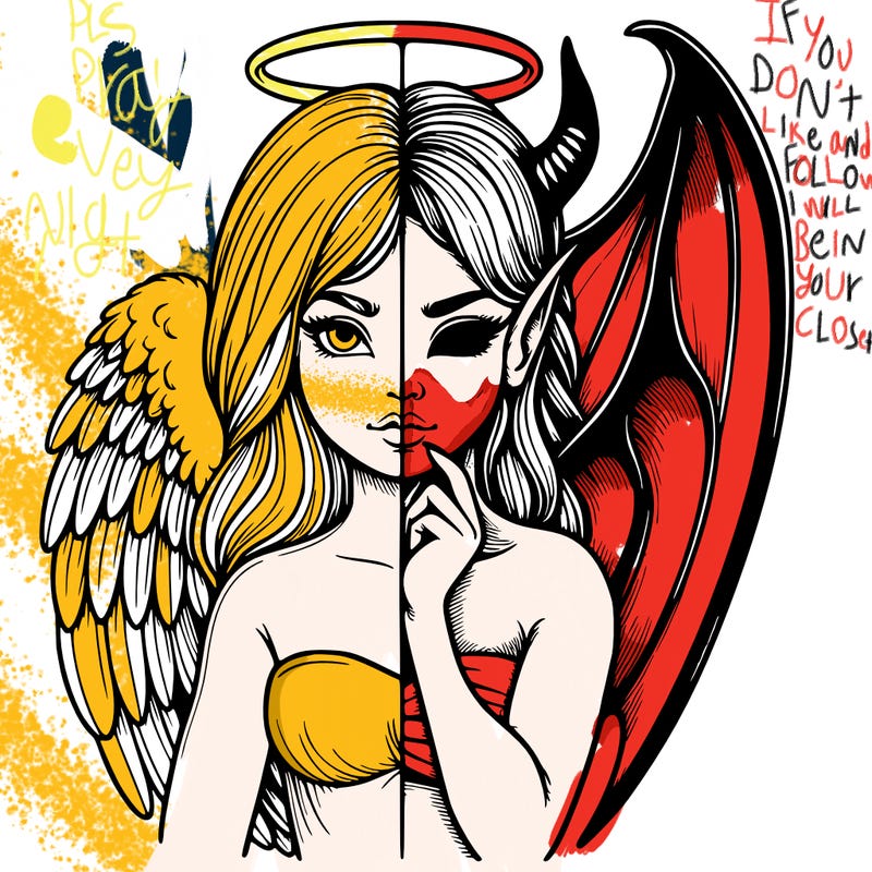 realistic angel half demon