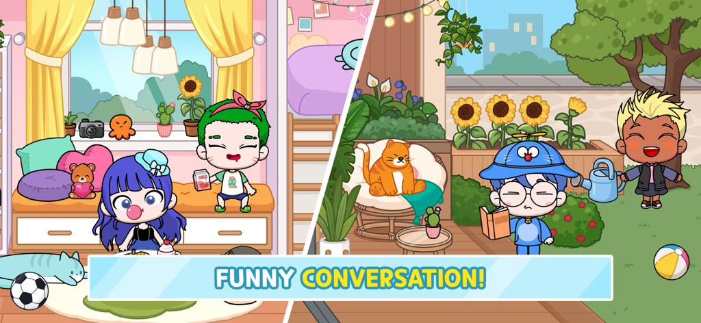 Avatar Life: My World - Personnages animés socialisant dans des décors intérieurs et extérieurs mignons