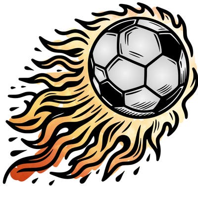 soccer ball flying with flames